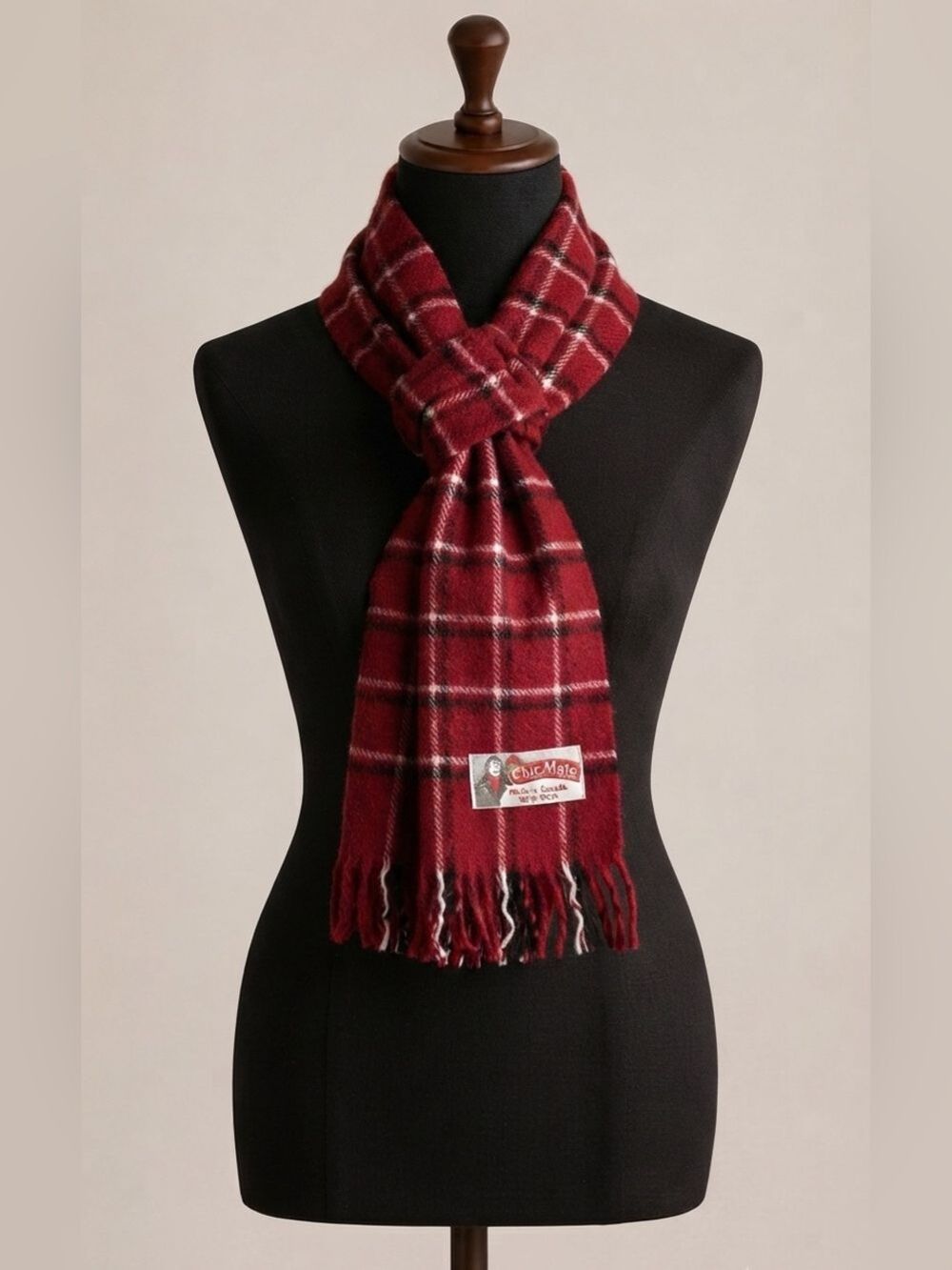 Vintage 100% Botany Wool Plaid Scarf